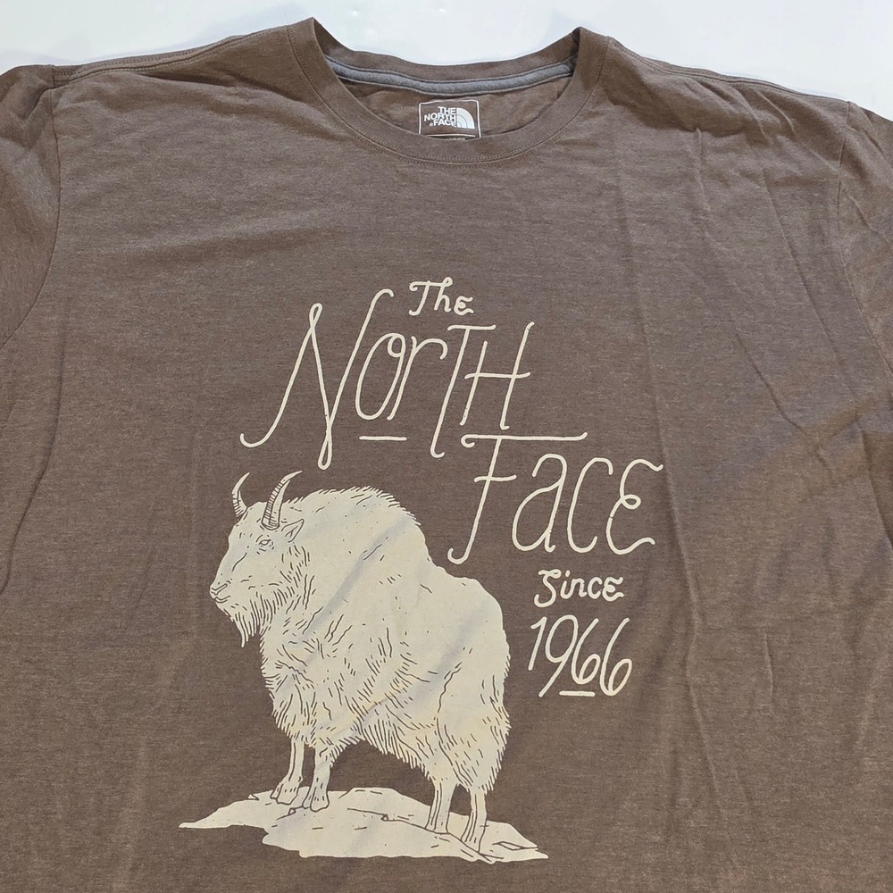 The North Face Mens XXL Slim Fit Graphic T-Shirt Brown Mountain Goat Since 1966
